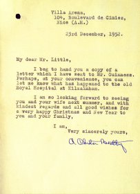 Letter to the Arts Council from Council Member A Chester Beatty